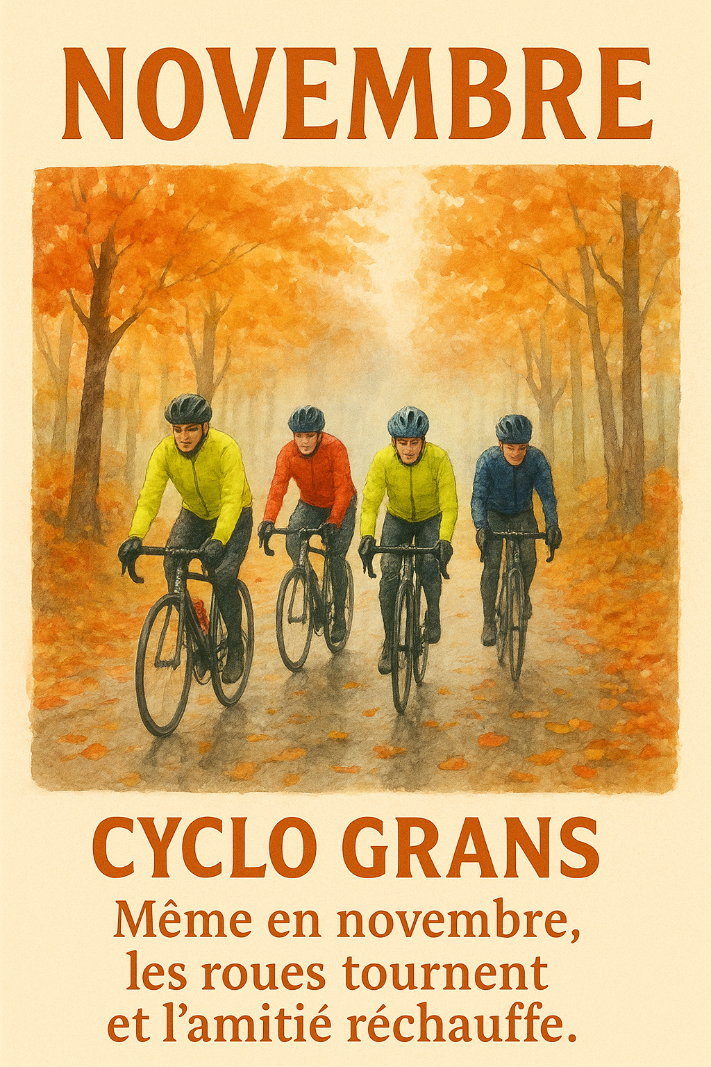 Cyclistes en automne a Grans